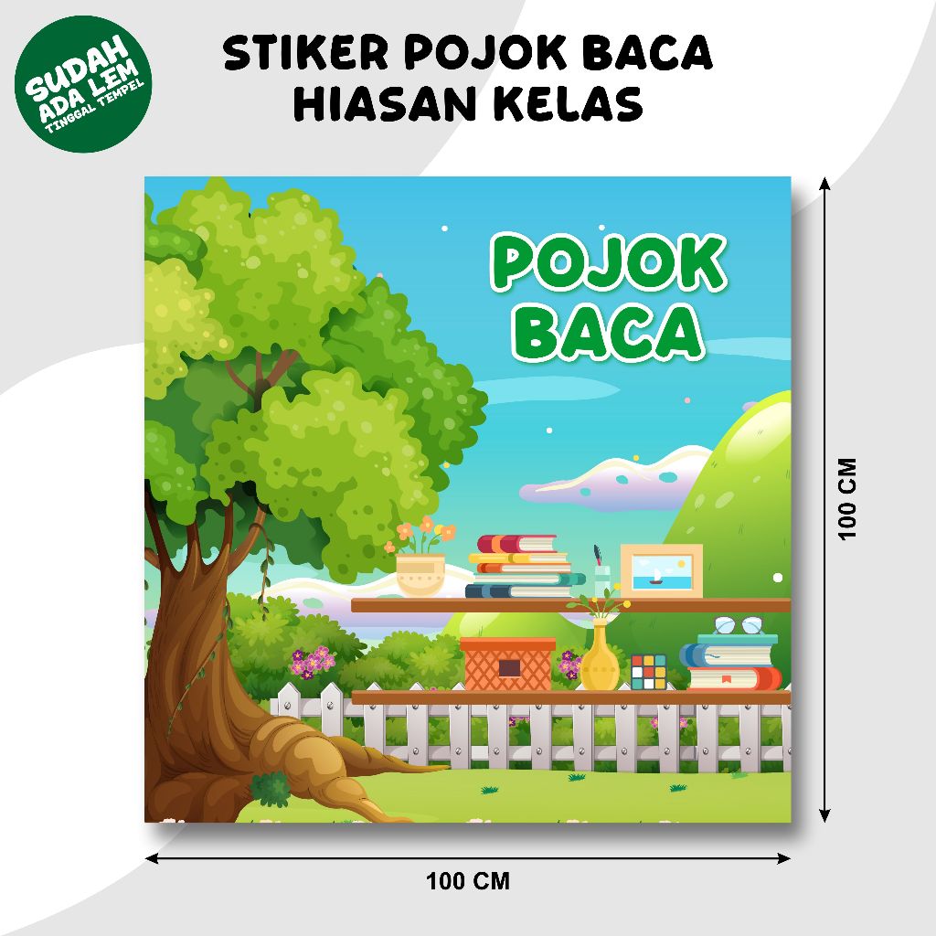 STICKER HIASAN DINDING KELAS TAHAN PANAS-STICKER POJOK BACA MOTIF POHON DEKORASI DINDING KELAS / STI