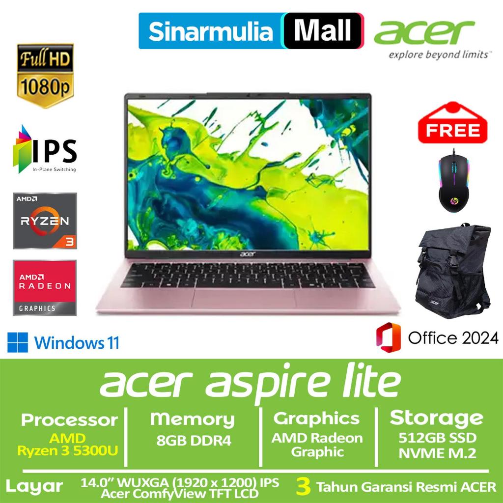 ACER Aspire Lite AL14-42P Ryzen 3 5300U 512GB SSD 8GB WUXGA IPS Win11+OHS
