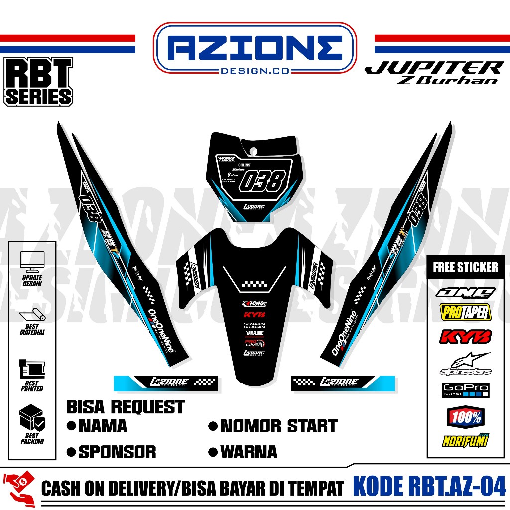 (COD) Sticker Variasi RBT/GTX JUPITER Z/BURHAN Stiker Decal Striping Bebek Modif RBT, FREE STICKER
