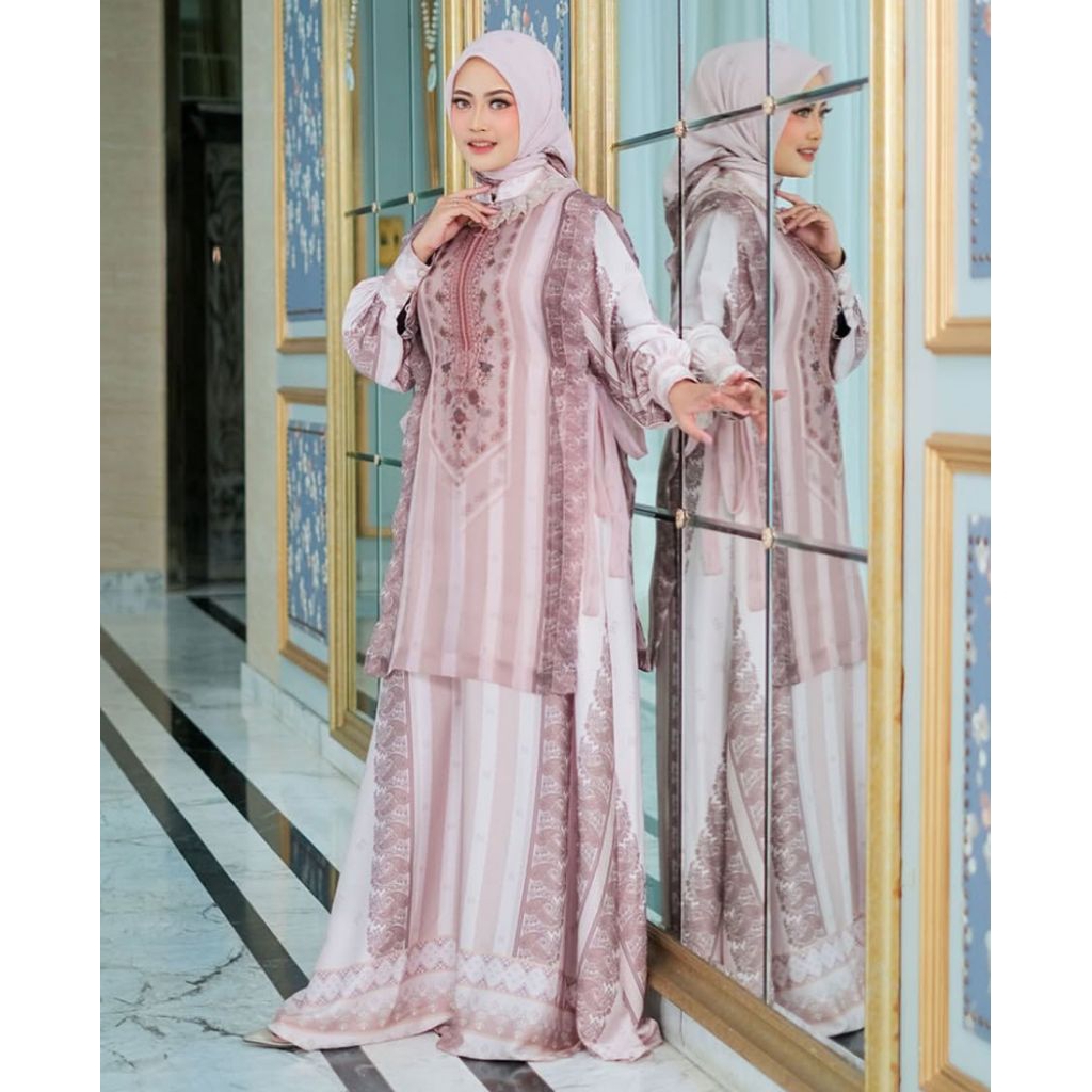 DRESS/Gamis syari mewah lebaran premium branded syari lebaran bukan meijiwang new lengkap tag bukan 