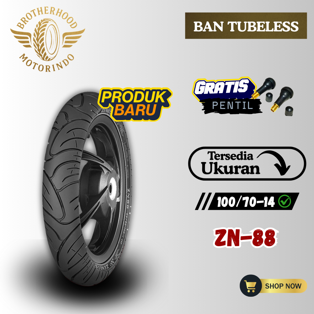 BAN ZENEOS ZN88 TUBELESS (100/70-14 / 100 70 14) BAN TUBBLES RING 14 / TUBBLES RING 14 / BAN MOTOR R