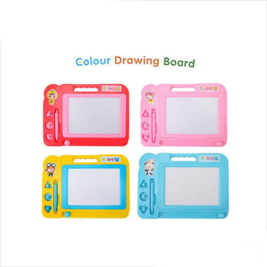 Mainan Anak Papan Tulis Magnetik Mini Warna-Warni + Pulpen & Stempel