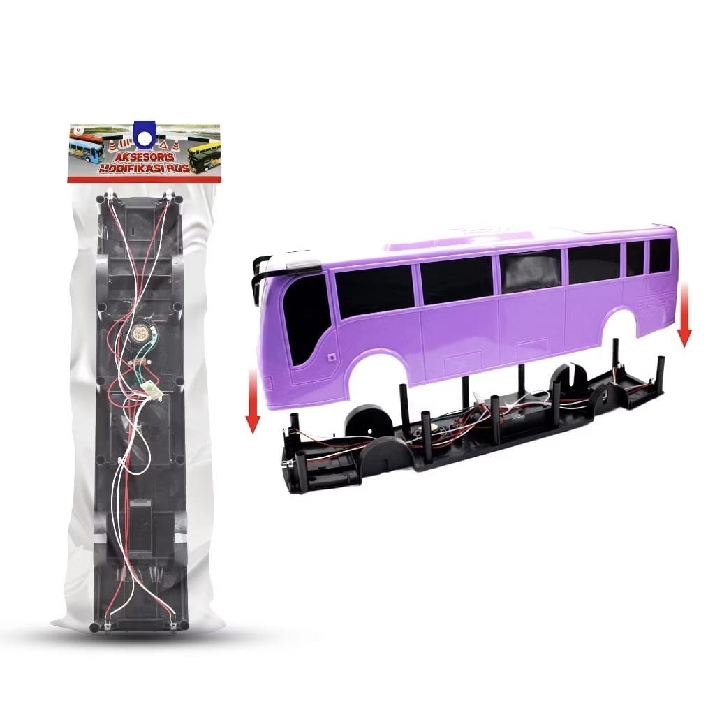 Chasis Bus RKC Transparan / Hitam Telolet Nada Piala Dunia / LED - Aksesoris Modifikasi Mobil Mainan