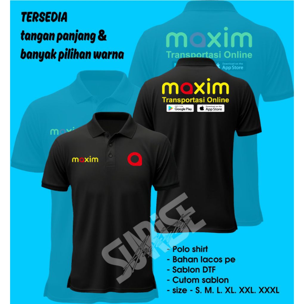 costum sablon baju polo shirt Maxim keren murah