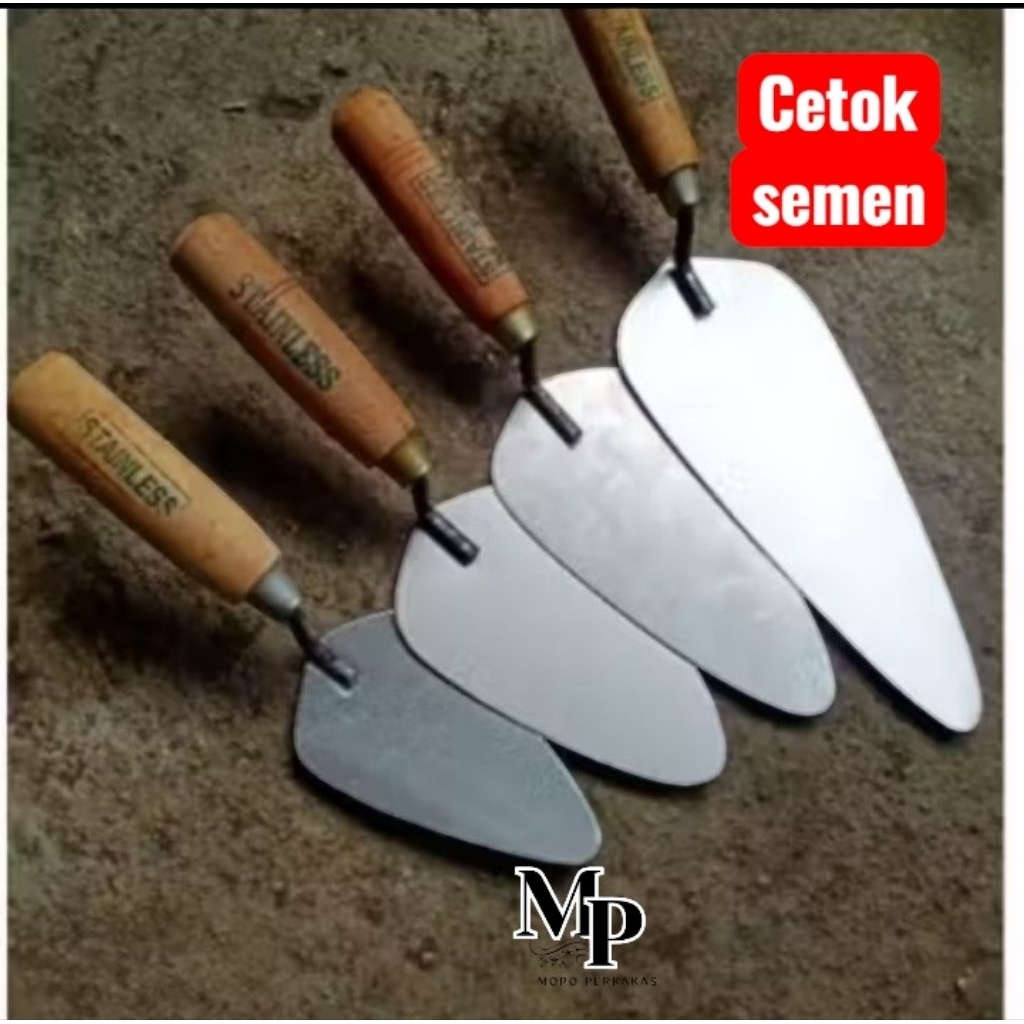 Cetok semen galur asli | Cetok sendok tukang bangunan | Cetok baja asli anti lengket
