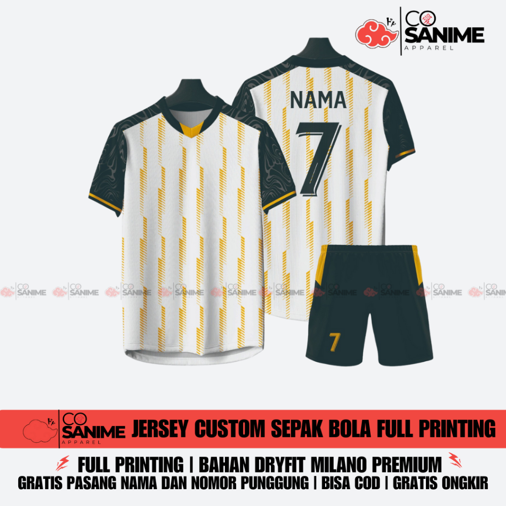 Jersey Custom Sepak Bola Full Printing Gratis Pasang Nama Dan No Punggung Tersedia Ukuran Anak Dan D
