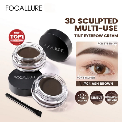 FOCALLURE Eyebrow Cream Gel Waterproof | Aura Kirana Beauty | Pensil Alis Pomade Focallure Brow BPOM