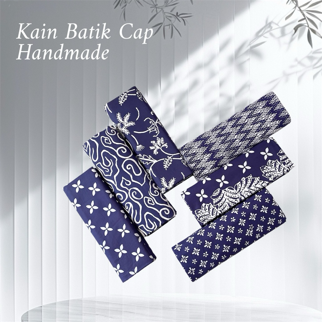 Kain Batik Cap Biru Dongker Bahan Batik Pekalongan