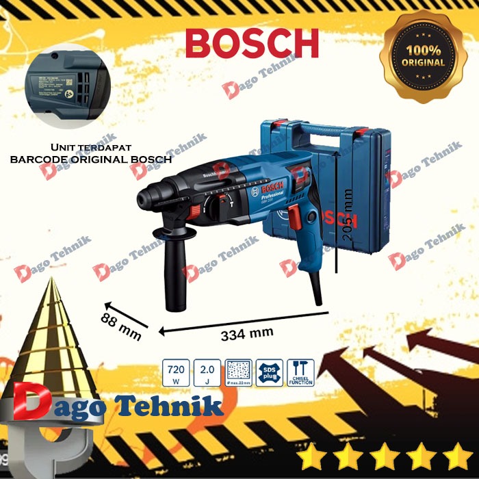 Bosch GBH 220 mesin rotary hammer bobok bor 3 fungsi