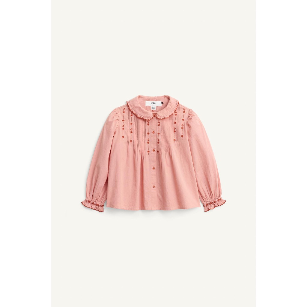 ZARA girl sale Embroideres Pink Floral blouse