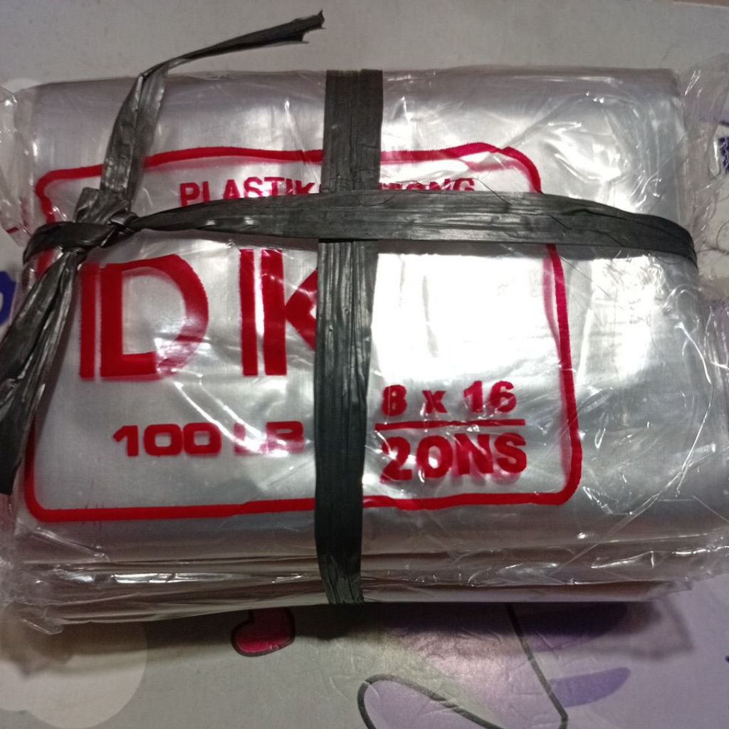 ( ISI 100 LEMBAR ) PLASTIK KANTONG PP DK UKURAN 8X16
