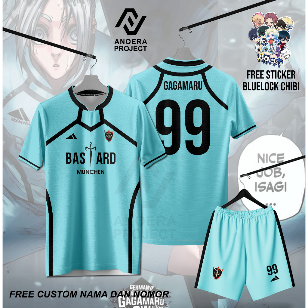 Jersey Anime Bluelock Bastard Munchen Gagamaru #99 | Bisa Custom Nama & Nomor | Full Printing