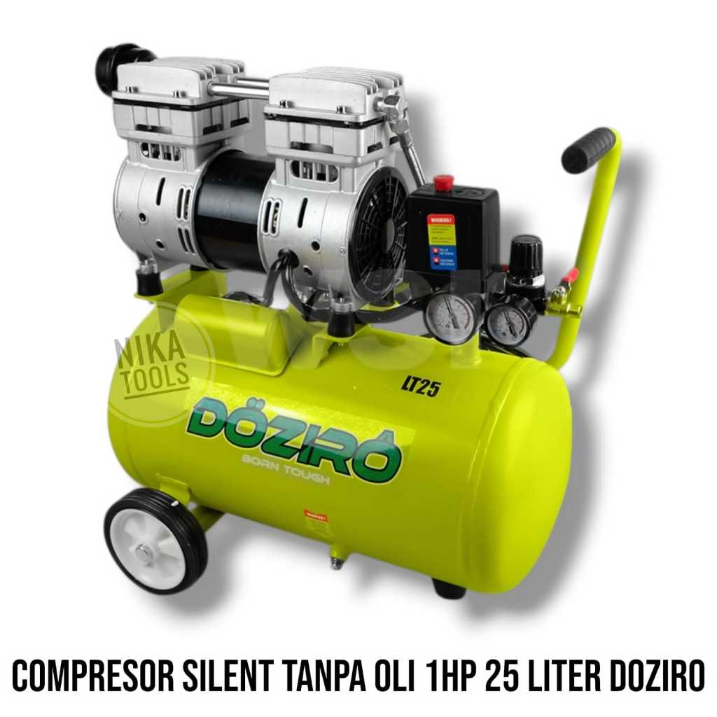 Compressor 1 Hp SILENT 25 L Doziro Portable Oilless Kompresor Angin