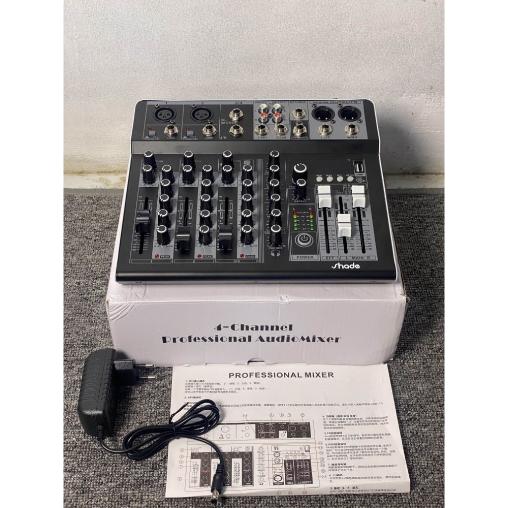 Mixer Audio Shade 4 Channel Professional Soundcard Bluetooth USB Efek Lengkap
