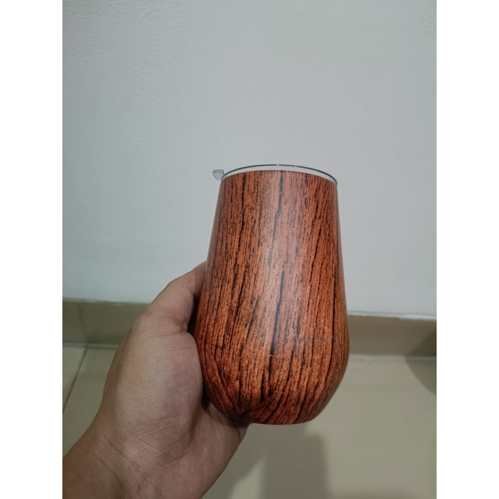 TUMBLER STANLESS MUG TELUR MODE KAYU/BAMBU
