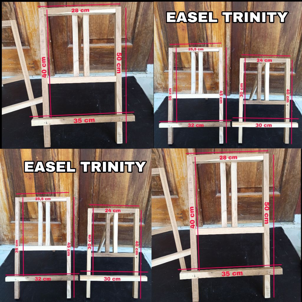 Easel Stand Tripod Kayu Wooden besar  Easel Holder Mini tinggi 40/45/50 cm Sandaran Hp/tablet Dan Ka