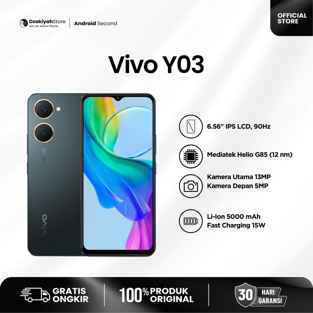 [HP MURAH] Vivo Y03 4/128GB Second  Fullset BERGARANSI
