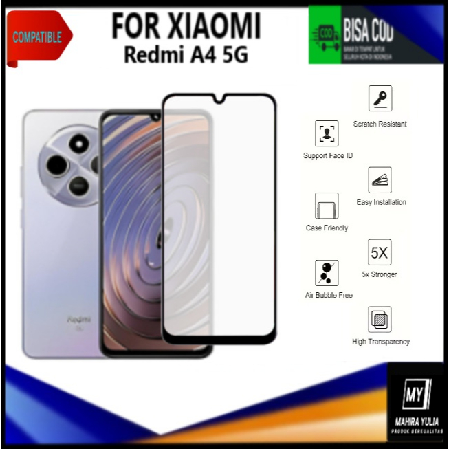 Tempered Glass Xiaomi Redmi A4 5G Full Cover Anti Gores Kaca Full Layar Screen Protector Pelindung L