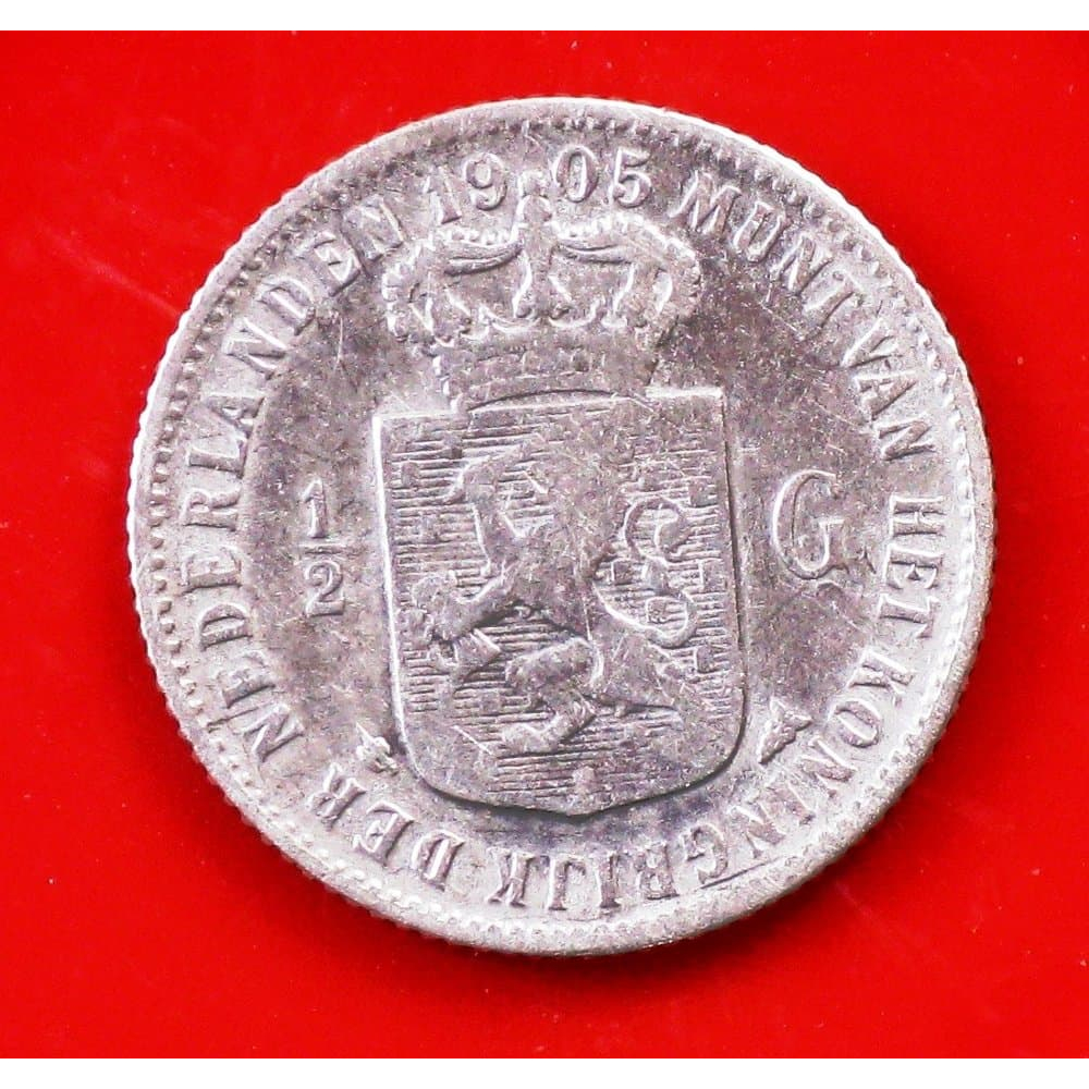 BL17 koin setengah Gulden 1905 Queen Wilhelmina Belanda