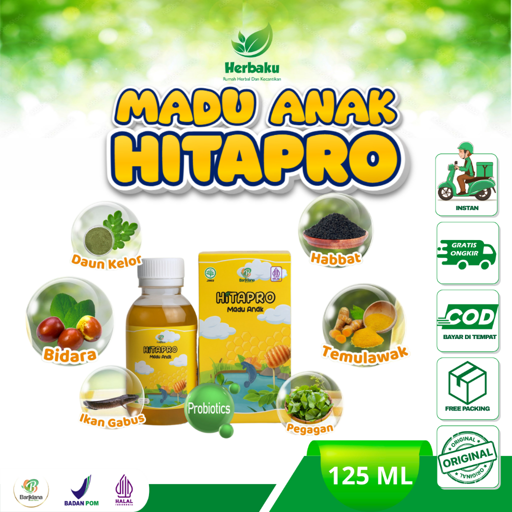 Madu Hitapro Anak – Madu Pilihan Bunda Cerdas, Tingkatkan Nafsu Makan & Energi, Kaya Vitamin & Enzim