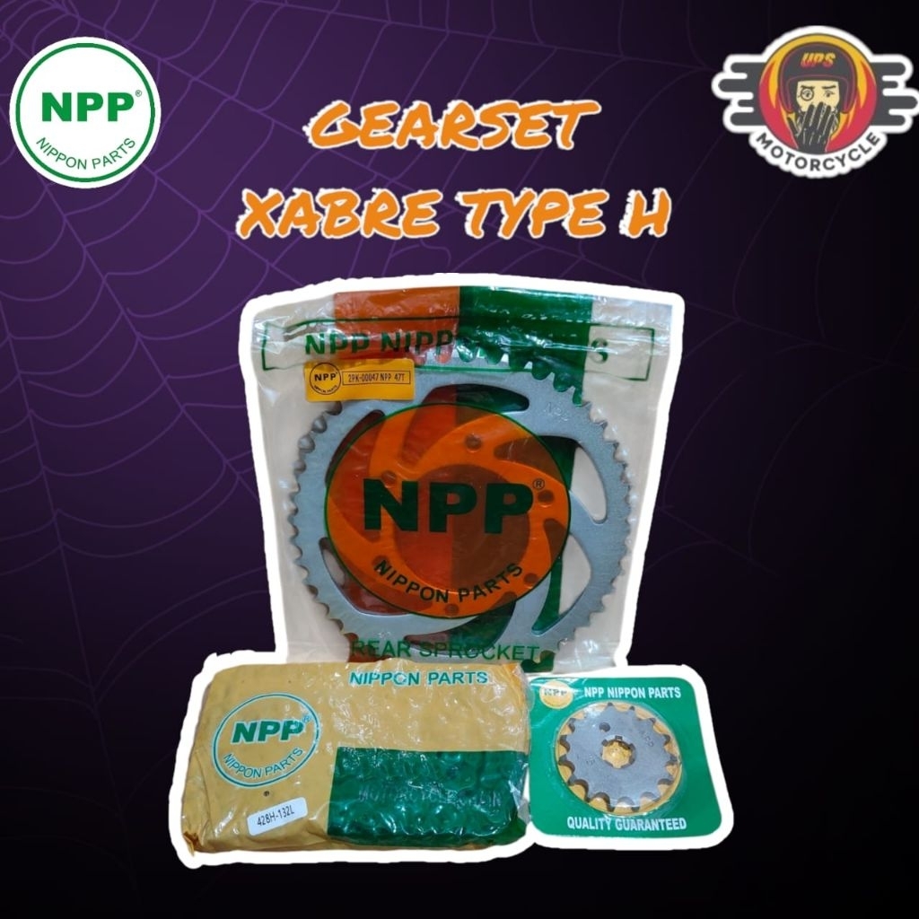 Girset Gearset Gir Gear Set Rantai Depan Belakang NPP Yamaha Xabre Type H 428H-132 15T 47T