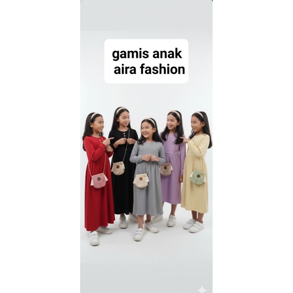 Gamis baju muslim anak perempuan  usia 4-6tahun kaos spandek/knit