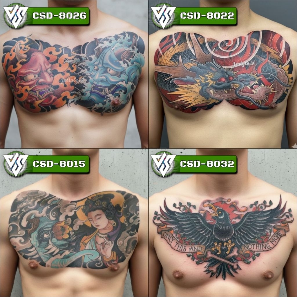 [CSD] Dada Punggung Besar Tato Temporer Temporary Tattoo Pria Wanita