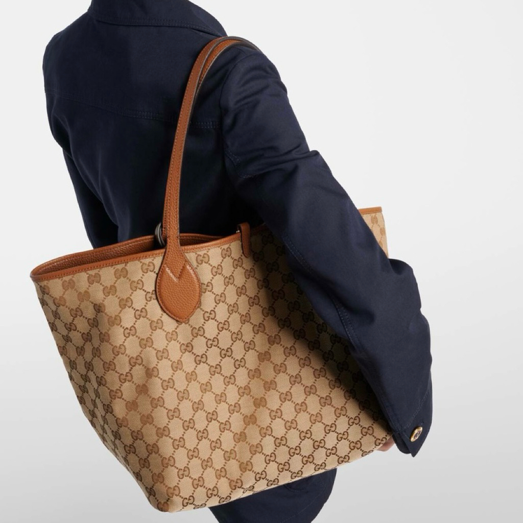 BRAND NEW GUCCI Totissima Large Reversible GG Tote Bag with Pouch