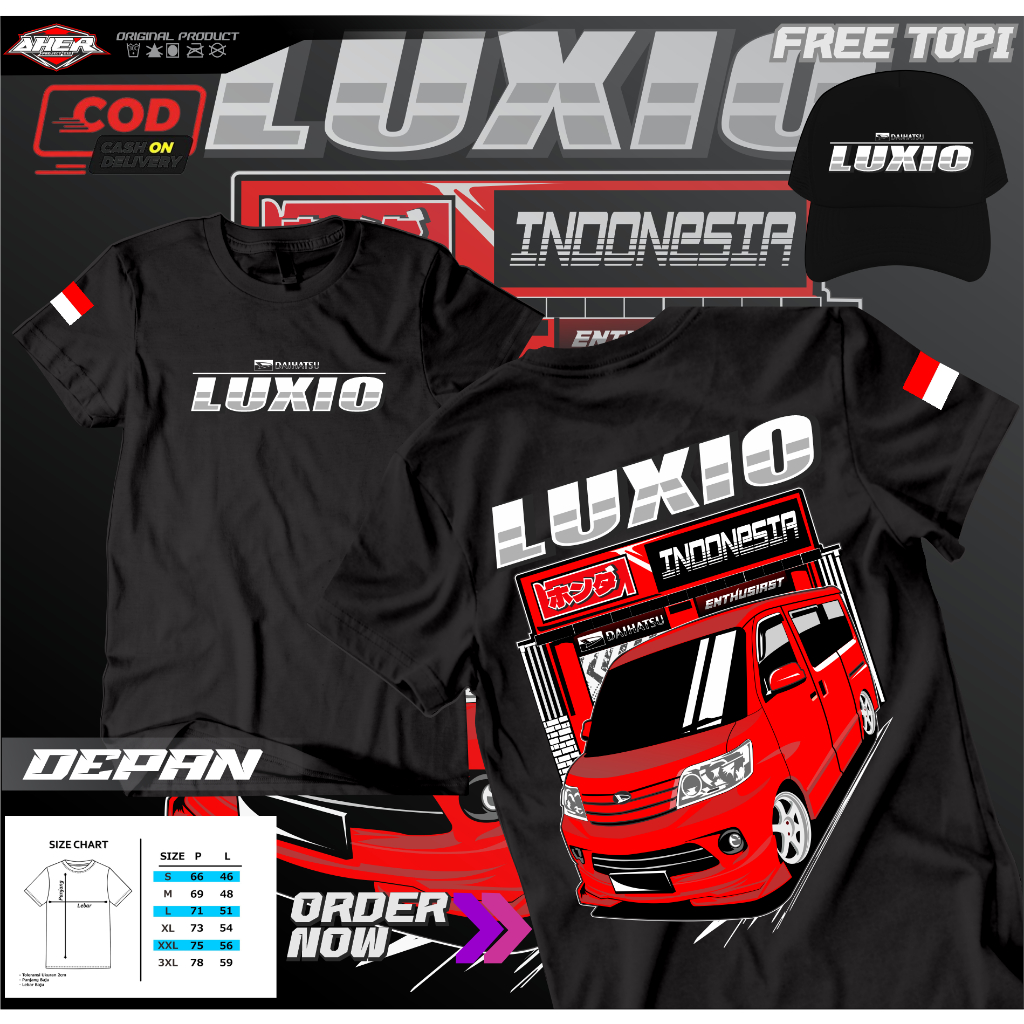 BAJU KAOS MOBIL MITSUBISHI LUXIO FREE TOPI||KAOS TERBARU MOBIL LUXIO||KAOS GRATIS TOPI||LUXIO INDONE