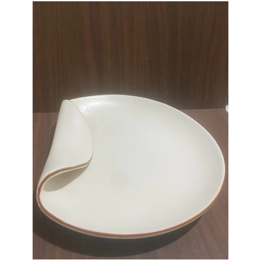 Nuanza Piring Keramik Putih Tekuk Unik / Plate Bending White Ivory