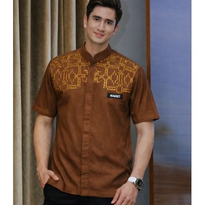 Kemeja Koko Pria Mahogany Kemeja Dewasa Lengan Pendek