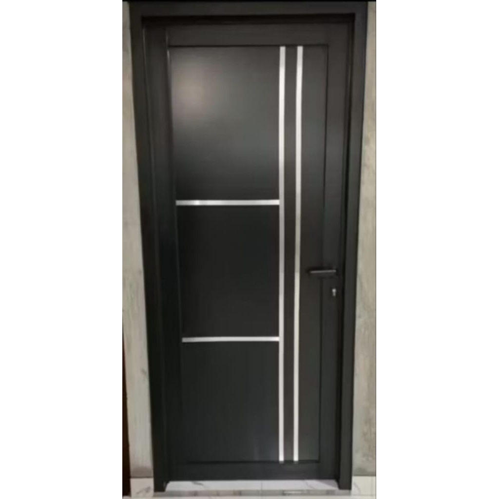 Daun pintu alumunium ACP kombinasi lis ( free packing kayu )