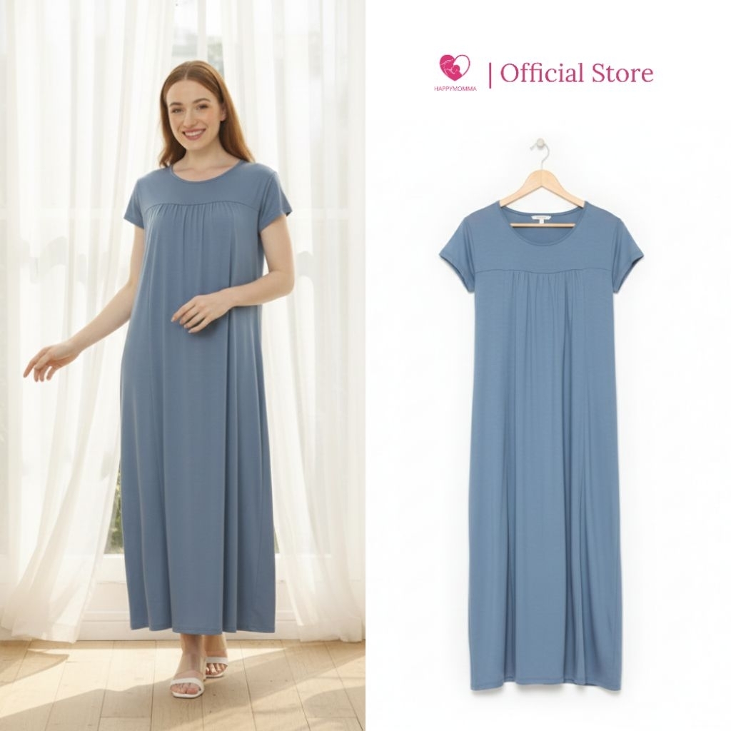 Happymomma - Dress Busui Friendly Bukaan Kanan Kiri Panjang Lengan Pendek Laura