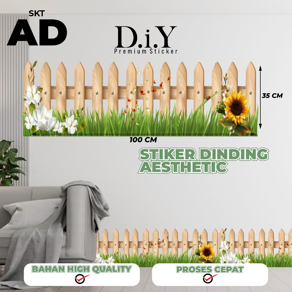 WALLSTICKER WALL BORDER RUMPUT PAGAR BUNGA STIKER DINDING KAMAR-WALLPAPER TEMBOK KAMAR MANDI
