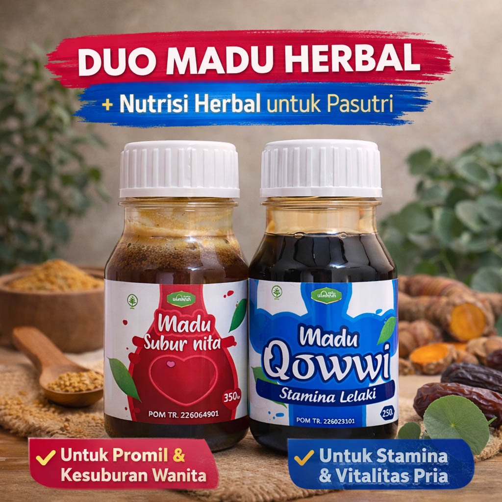 Paket Madu Promil Kesuburan Wanita Subur Nita dan Madu Qowwi Stamina Lelaki BPOM TR