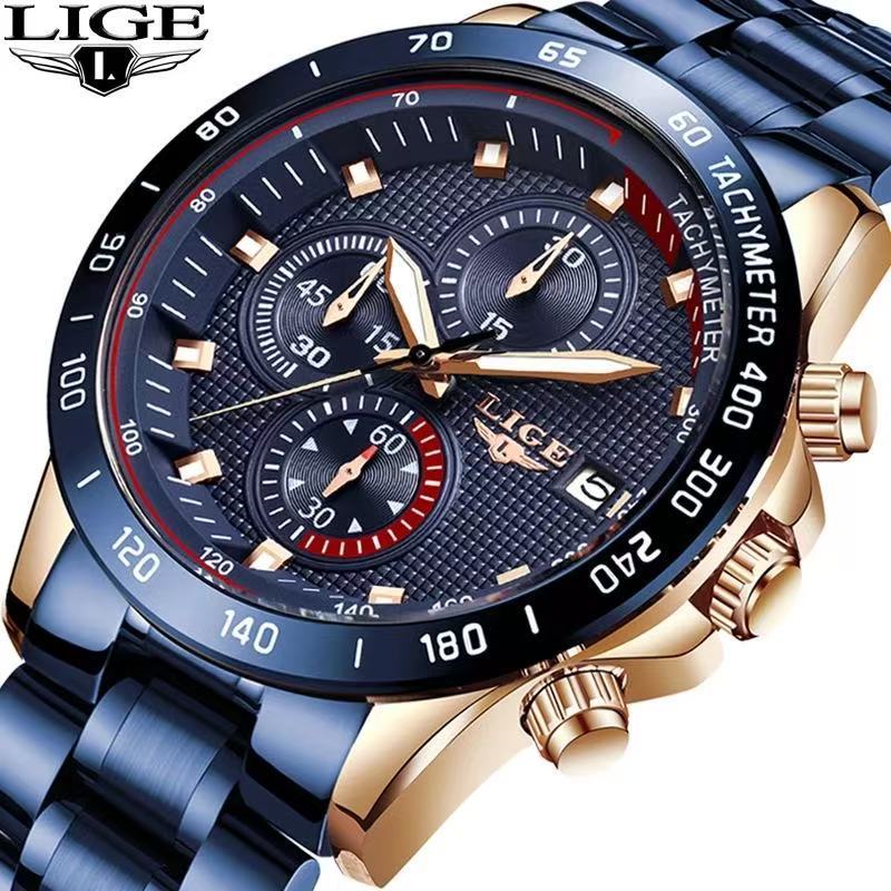 LIGE/Liger Men's Quartz Watch Multi functional Waterproof Watch
