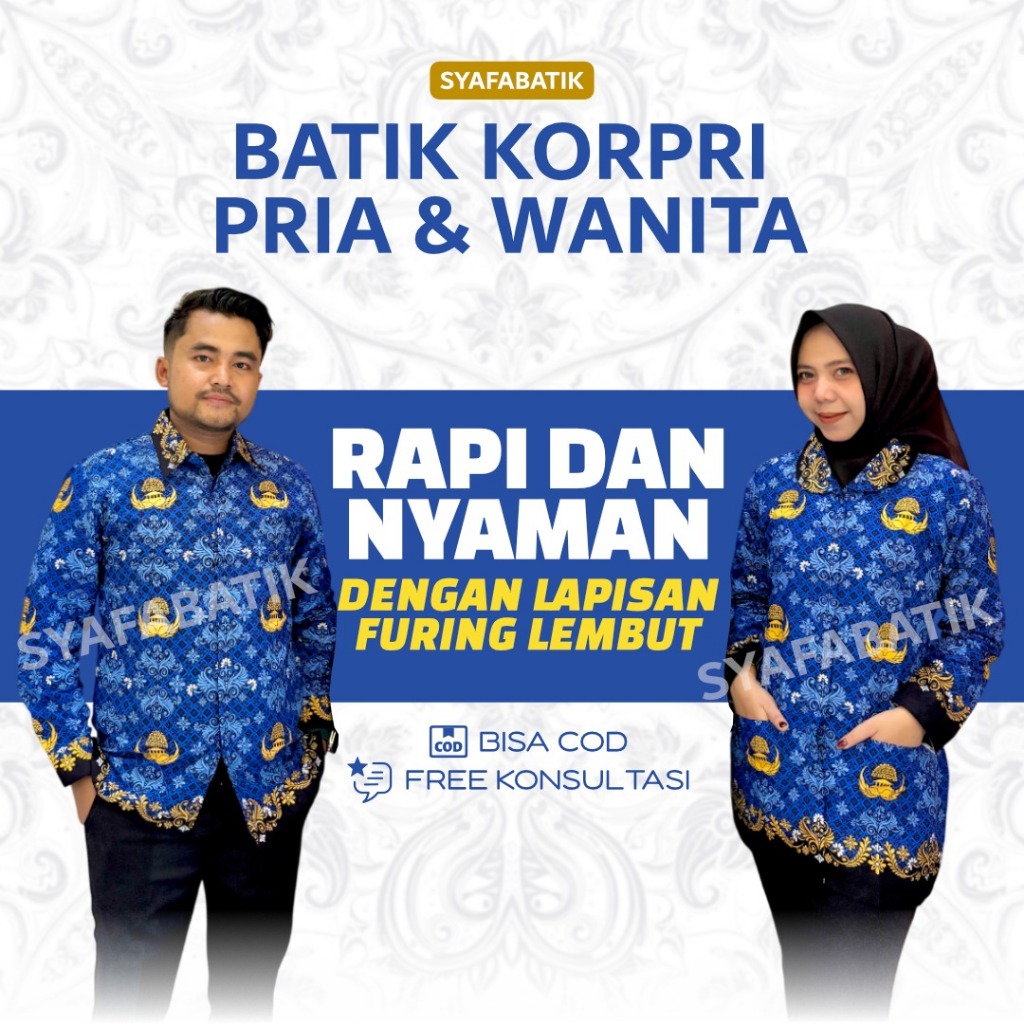 Baju KORPRI Pria Wanita Katun C40s Premium Adem Jahitan Rapi Seragam ASN PNS PPPK Lapis Furing