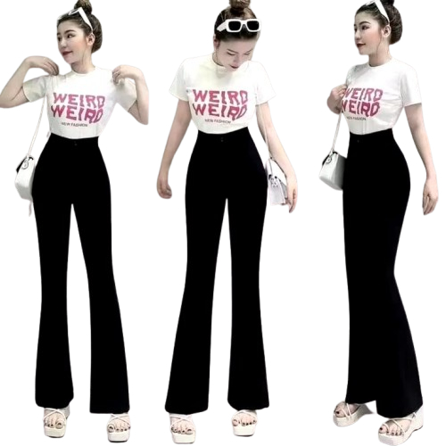 F&H Celana Flare Pants Cutbray Wanita Scuba Premium