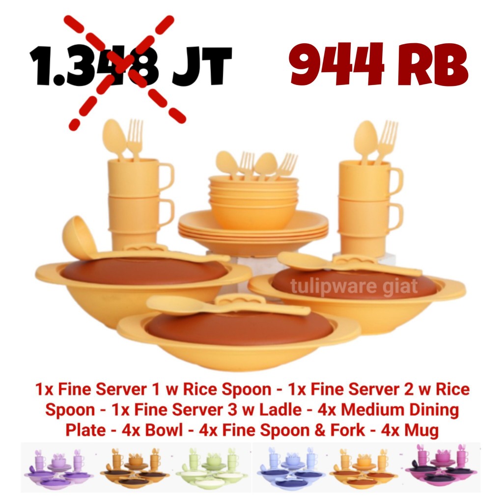 TULIPWARE FAMILY FINE SERVING SET Piring Mangkok Bakso Mug Sendok Garpu