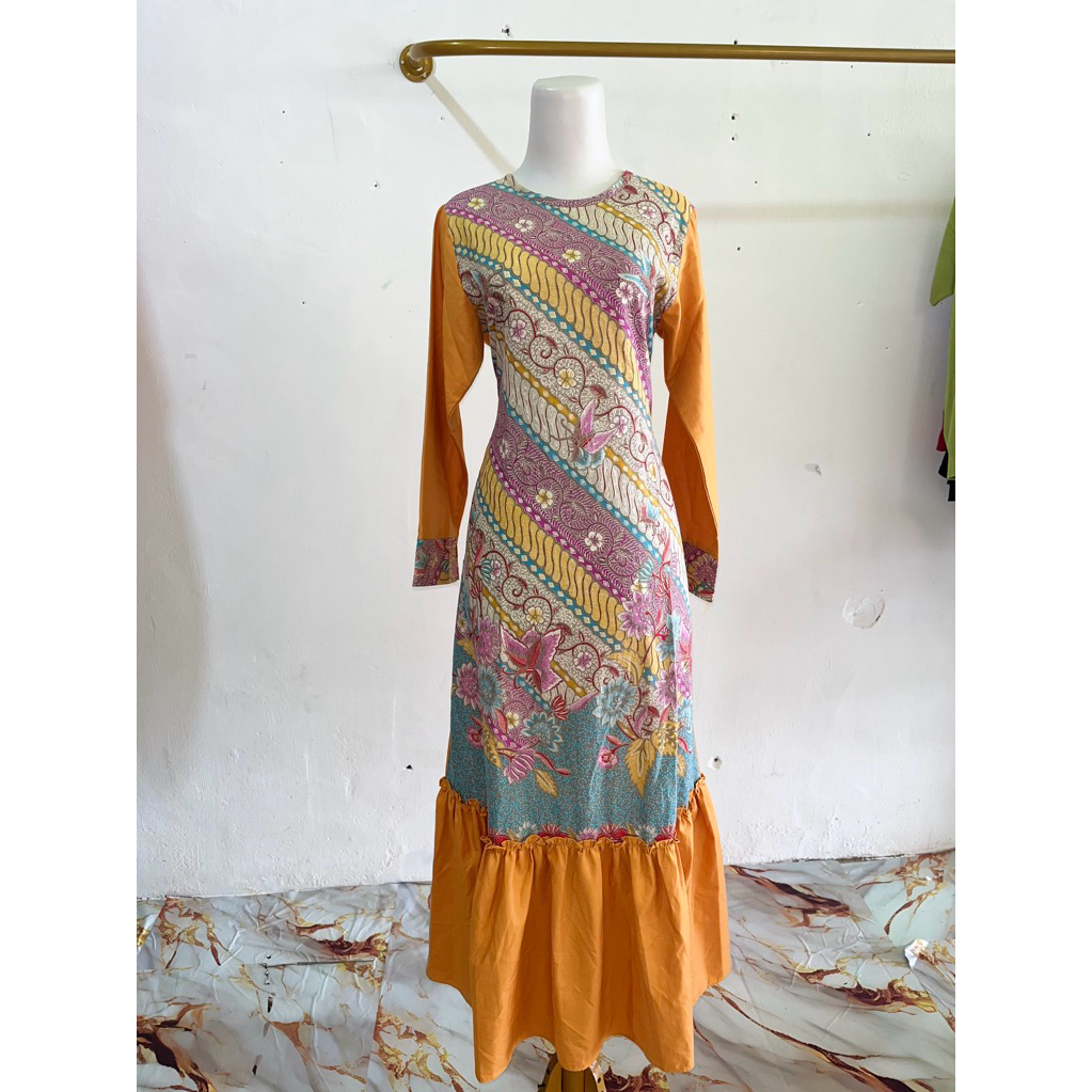 Gamis batik mustard