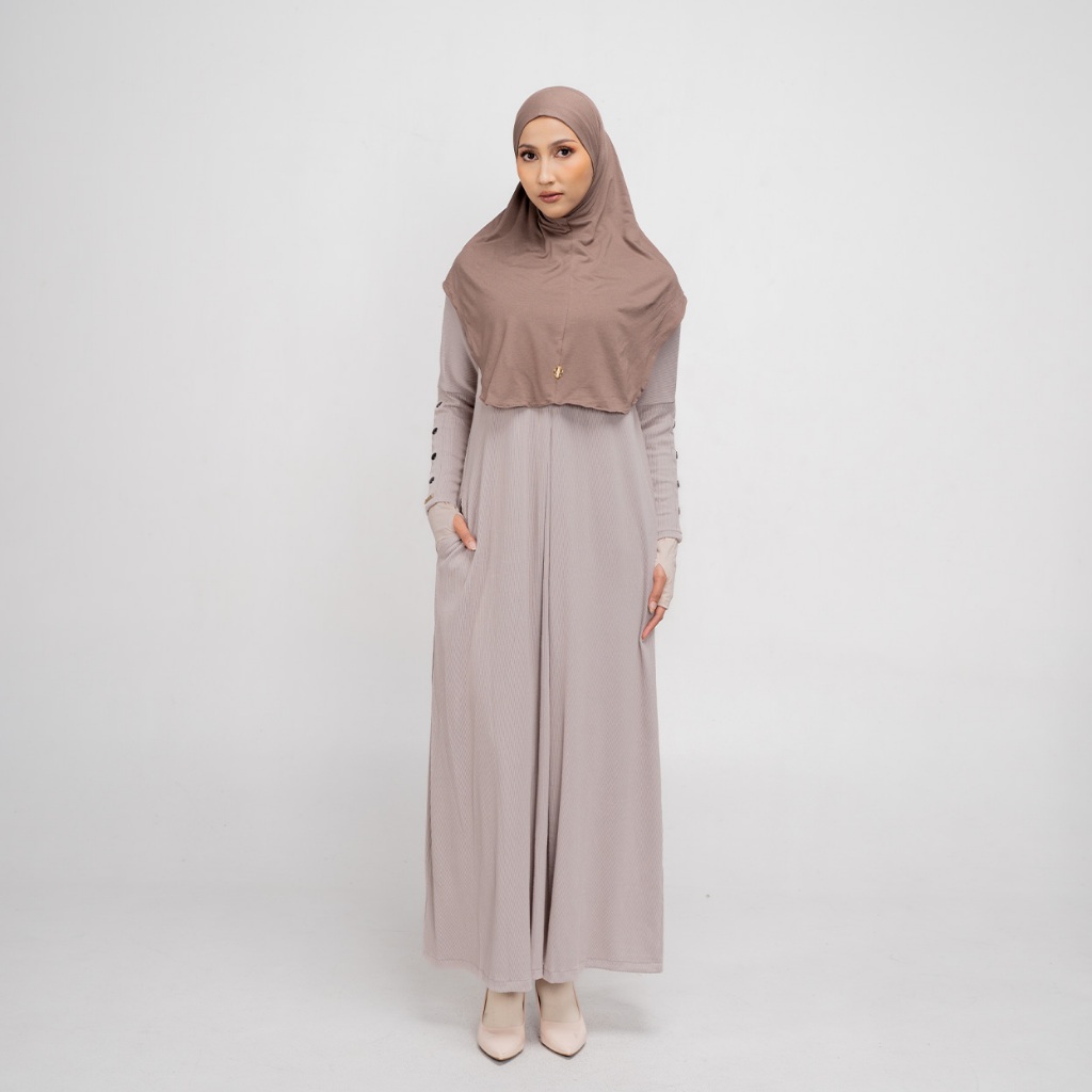 TUBITA - Aliska Knit Dress Oat Gamis Rajut Umroh by Tubita