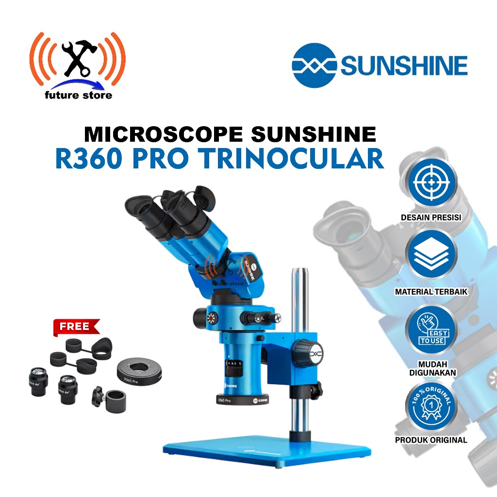SUNSHINE R360 PRO TRINOCULAR MICROSCOPE HD SERVIS HP ORIGINAL - MIKROSKOP SUNSHINE R360 PRO HD TRINO