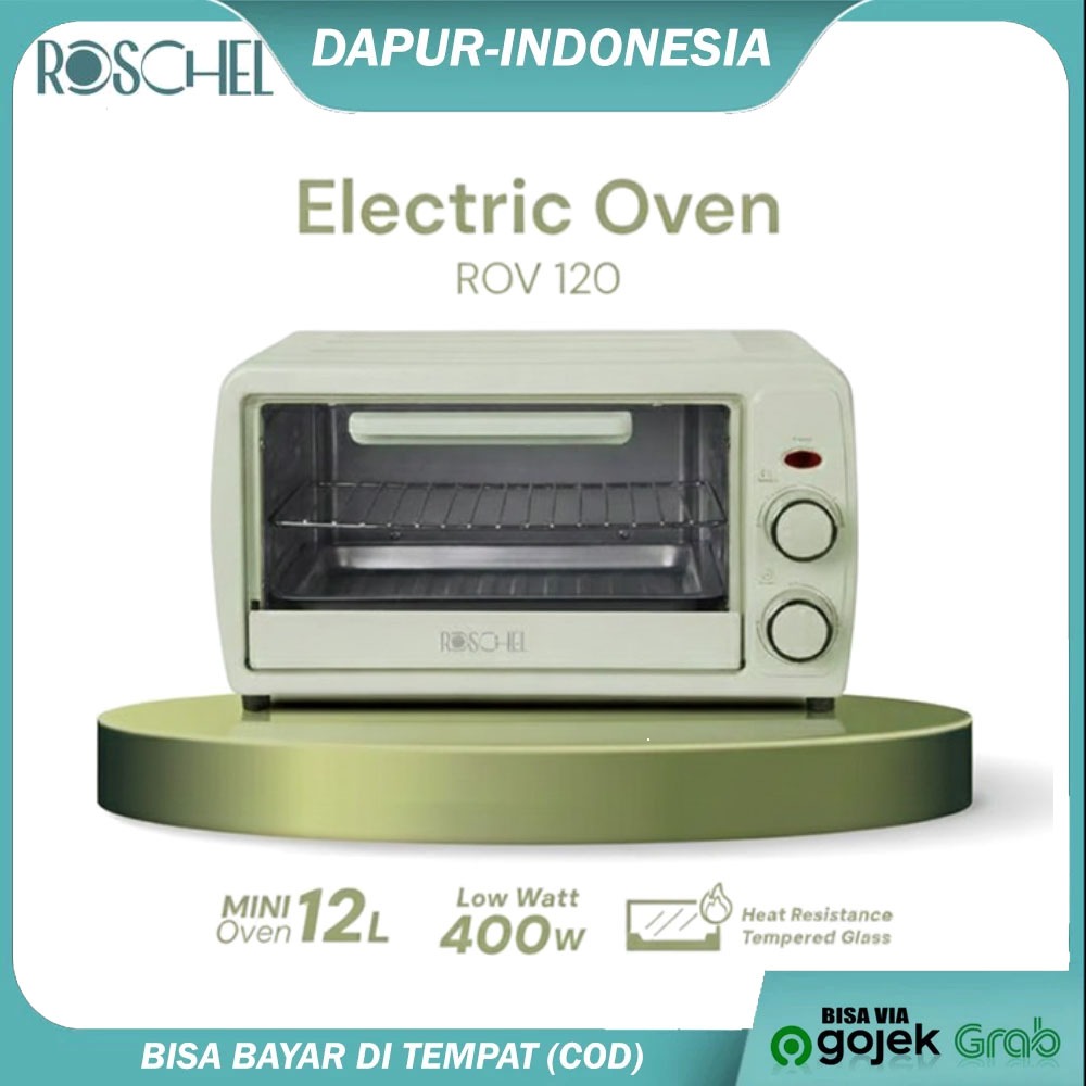 Roschel Electric Oven Low Watt 400W Kapasitas 12L - Oven Listrik Mini Hemat Energi