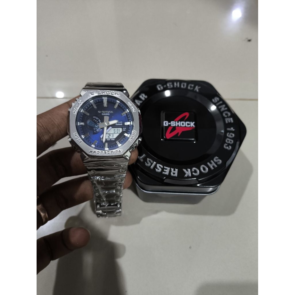 G Shock Blue Dial Rantai Stainless