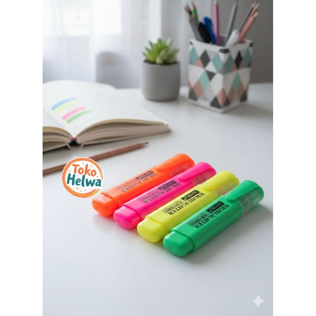 stabillo set 4 warna Highlighter Aiyibu Penanda Tulisan Kertas