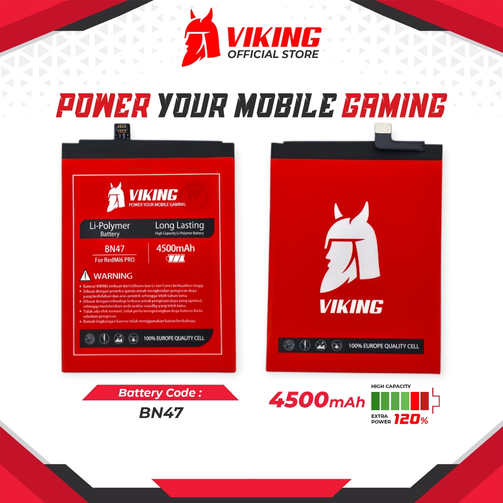 VIKING Baterai BN47 Double Power for XiaoMi Mi A2 Lite / Redmi 6 Pro Batre Batrai Battery HP Origina