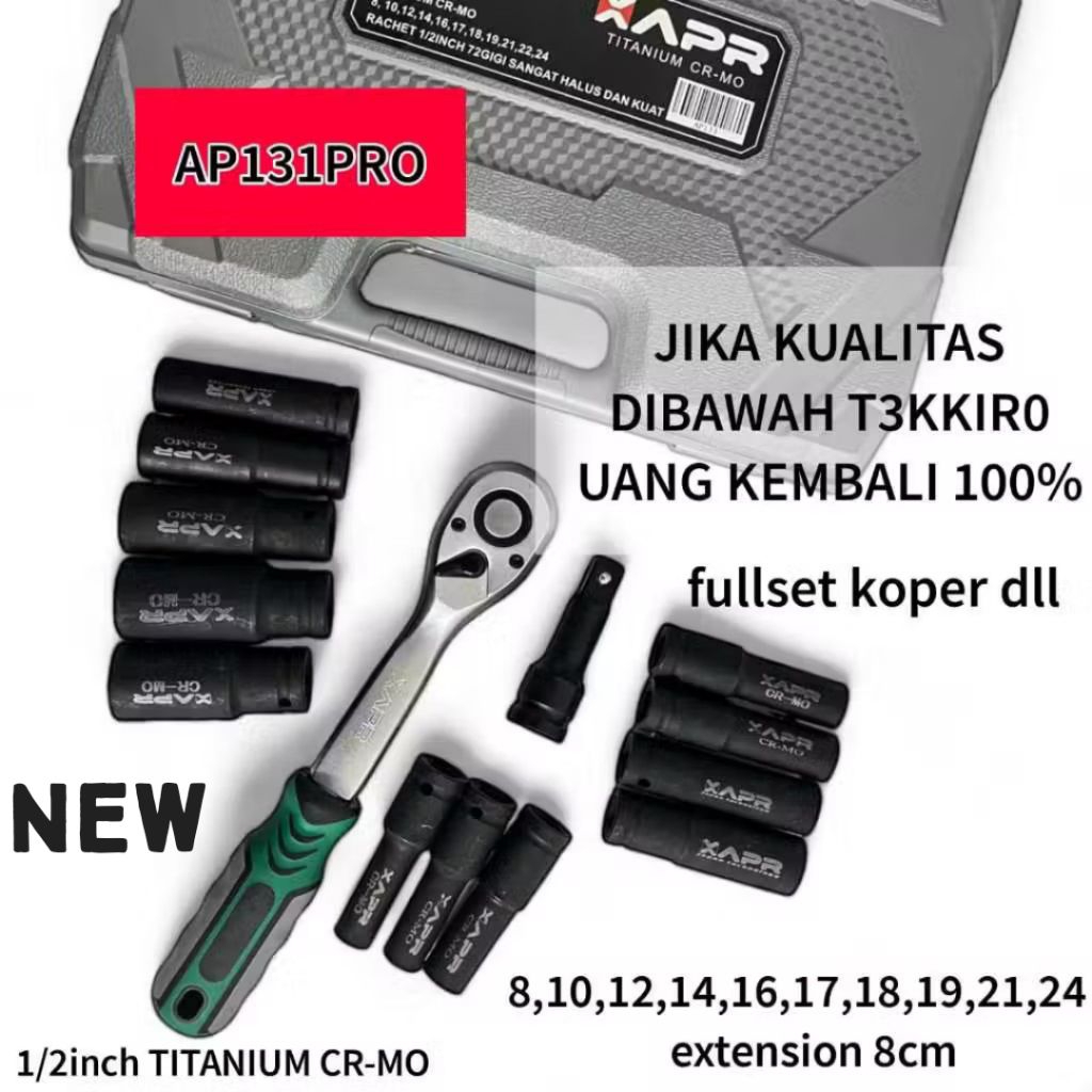 APR JAPAN KUNCI RACHET  SOK DEEP SOCKET WRENCH 1/2 INCH AP131 POWERTOOLS OFFICIAL AP131