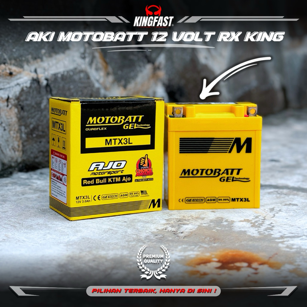 AKI ACCU KERING GEL 12V 3Ah RX KING MOTOBATT MTX3L