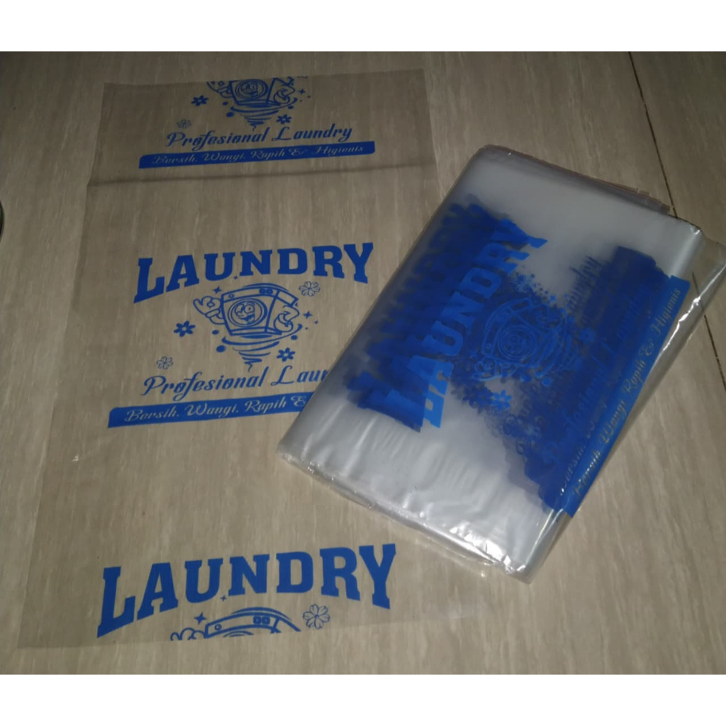 Plastik Packing Laundry Sablon Umum Ukuran 30x50cm Warna Biru Jual Perpcs