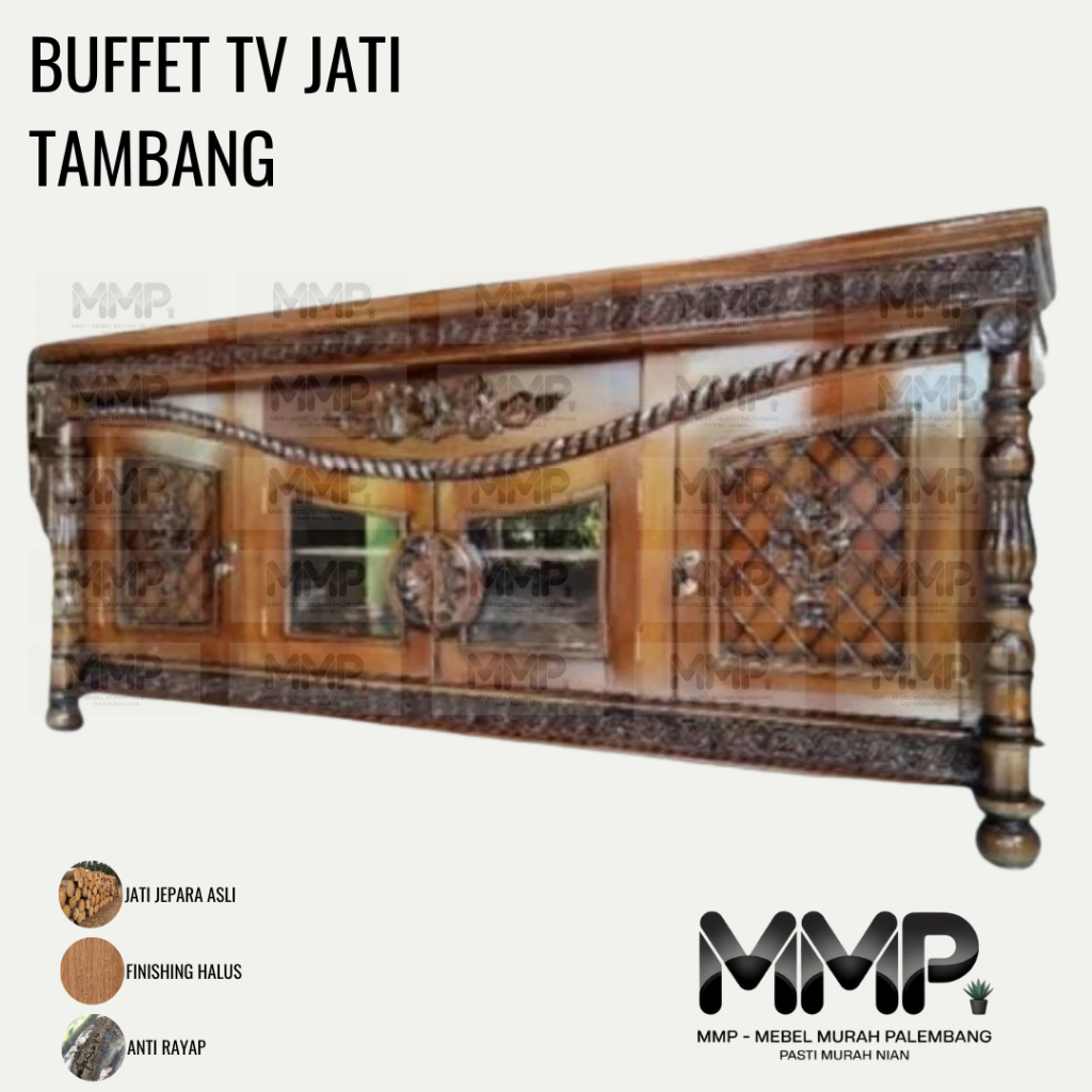 Buffet TV Jati Tambang | Buffet Lemari Hias TV Jati Asli Jepara Murah Palembang